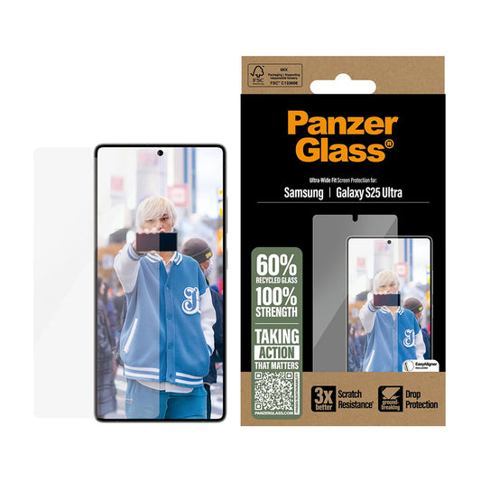Защитно фолио за екран PanzerGlass Ultra-Wide Fit за Samsung Galaxy S25 Ultra S938, закалено стъкло, Full Glue