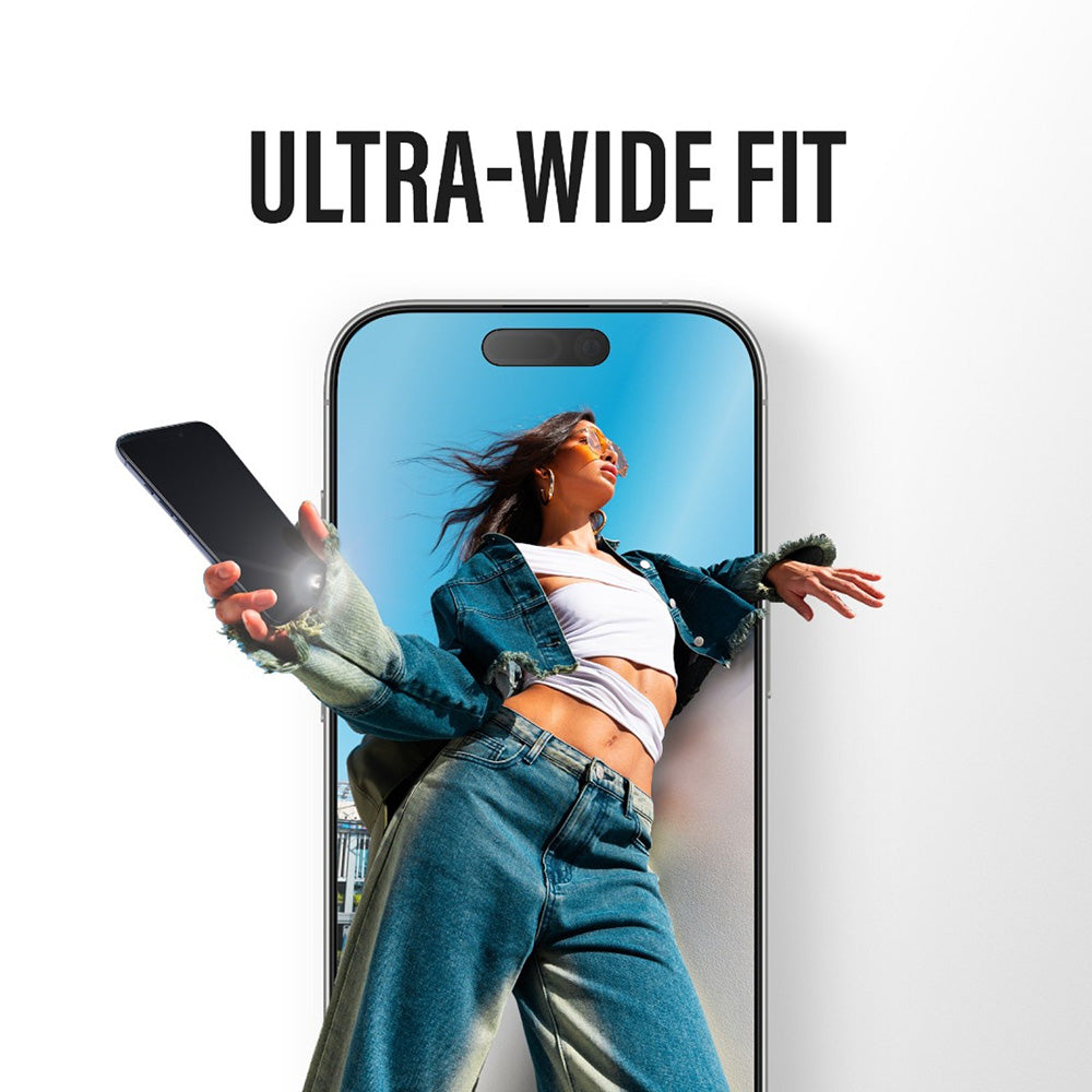 Защитно фолио за екран PanzerGlass Ultra-Wide Fit Stealth Fastfit за Apple iPhone 17 Pro Max, закалено стъкло, Full Glue, черно