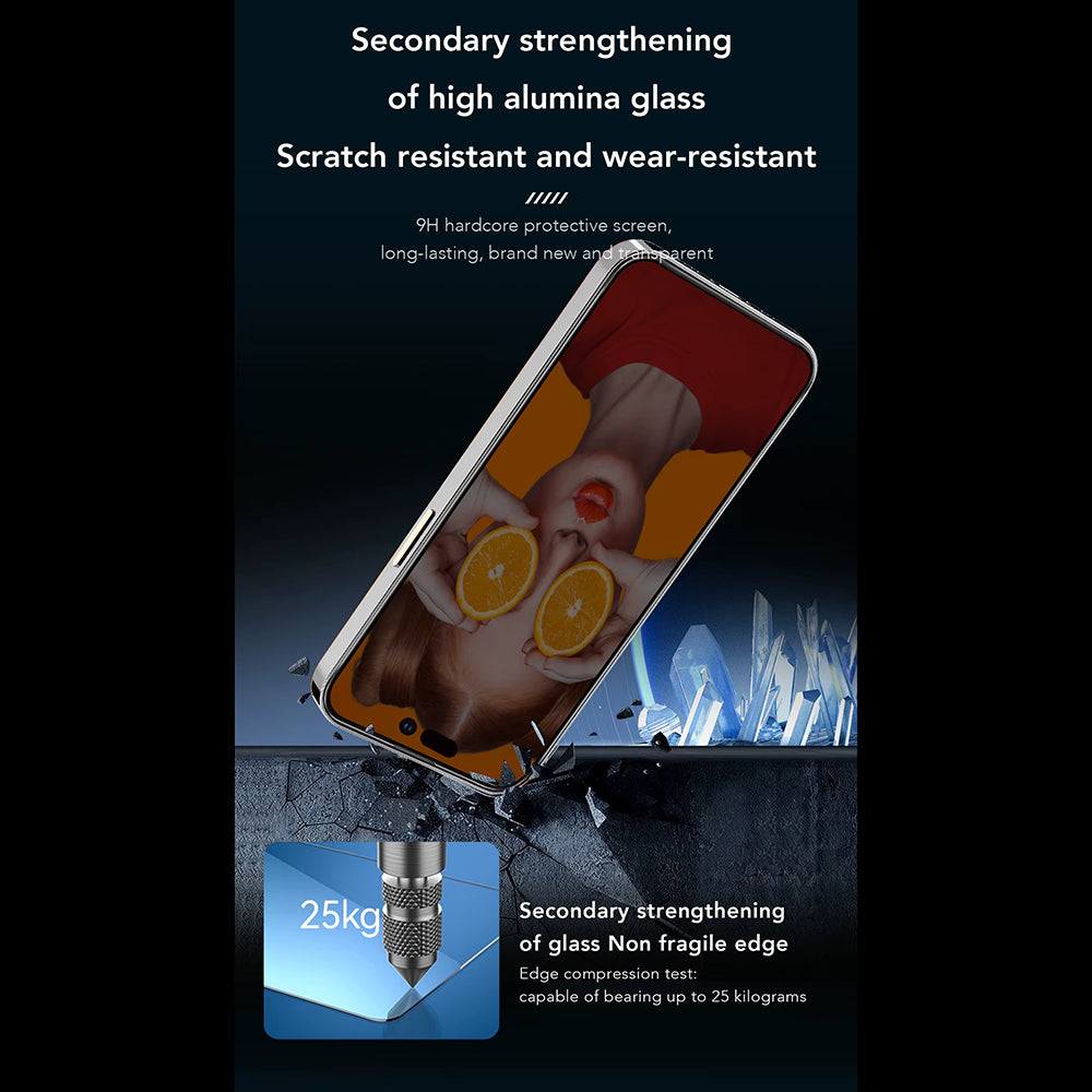 Протектор за екран Privacy Anank 3X Reinforced за Apple iPhone 14 Pro Max, закалено стъкло, пълно залепване, 2.5D