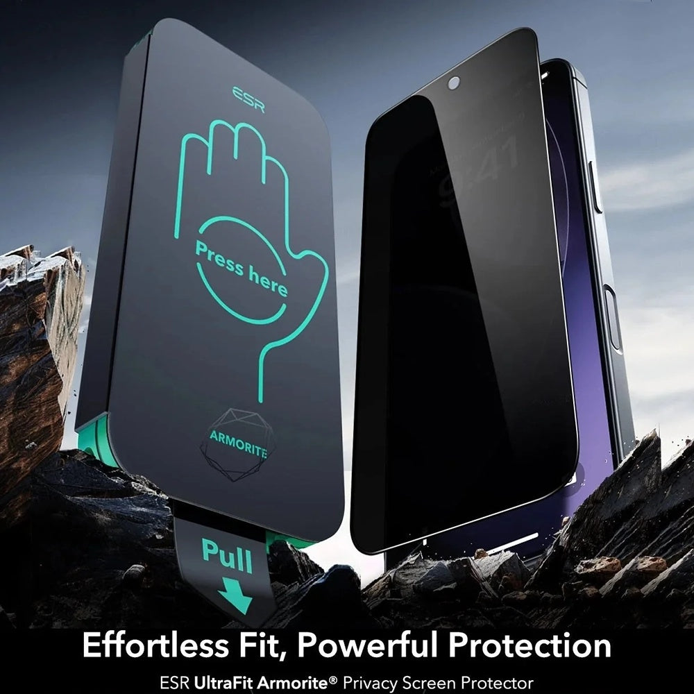 Защитно фолио Ecran Privacy ESR Armorite UltraFit за Apple iPhone 17 Air, Закалено стъкло, Пълно залепване, Комплект 3 броя