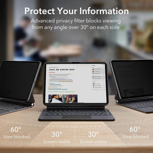 Фолио за защита на екрана Privacy ESR Magnetic за Apple iPad Pro 13 (2024), Пластмаса