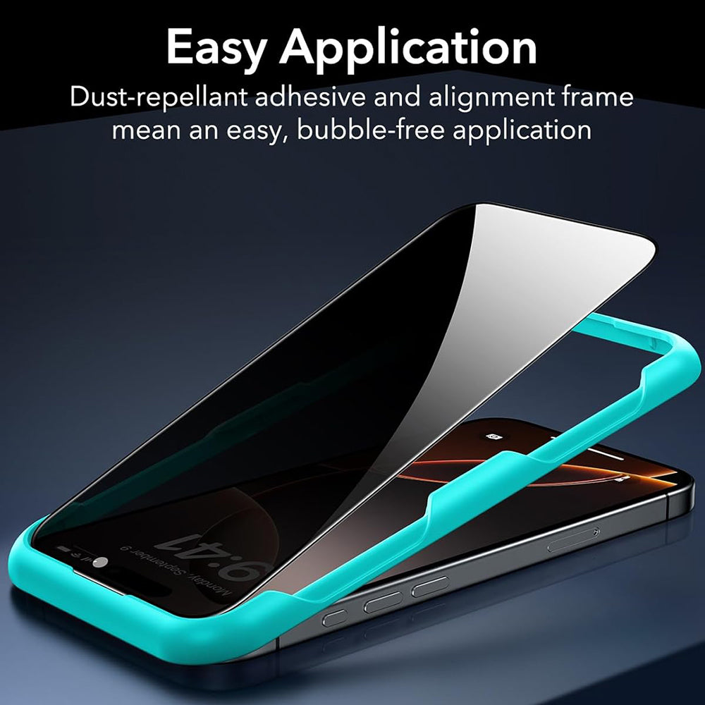 Защитно фолио Ecran Privacy ESR за Apple iPhone 17 Pro, закалено стъкло, Full Glue, комплект от 3 броя