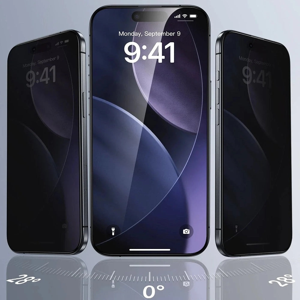 Защитно фолио Ecran Privacy ESR UltraFit за Apple iPhone 17 / 16 Pro, Закалено стъкло, Пълно залепване, Комплект 3 броя