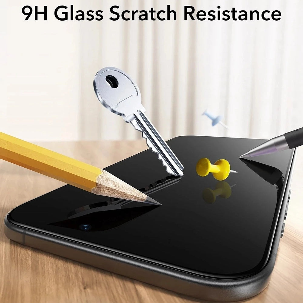 Защитно фолио Ecran Privacy ESR UltraFit за Apple iPhone 17 / 16 Pro, Закалено стъкло, Пълно залепване, Комплект 3 броя