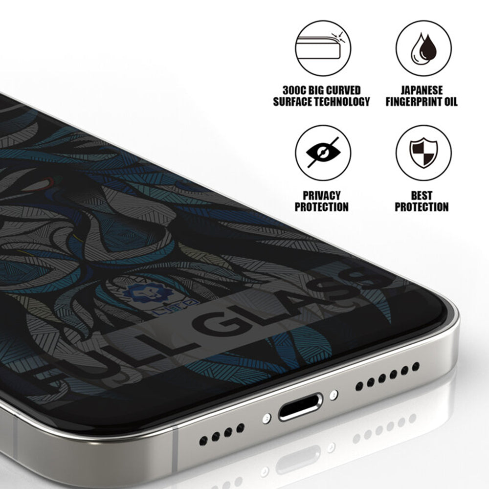 Защитно фолио Privacy Lito D+ Max 300C за Apple iPhone 17 Pro, закалено стъкло, Full Glue