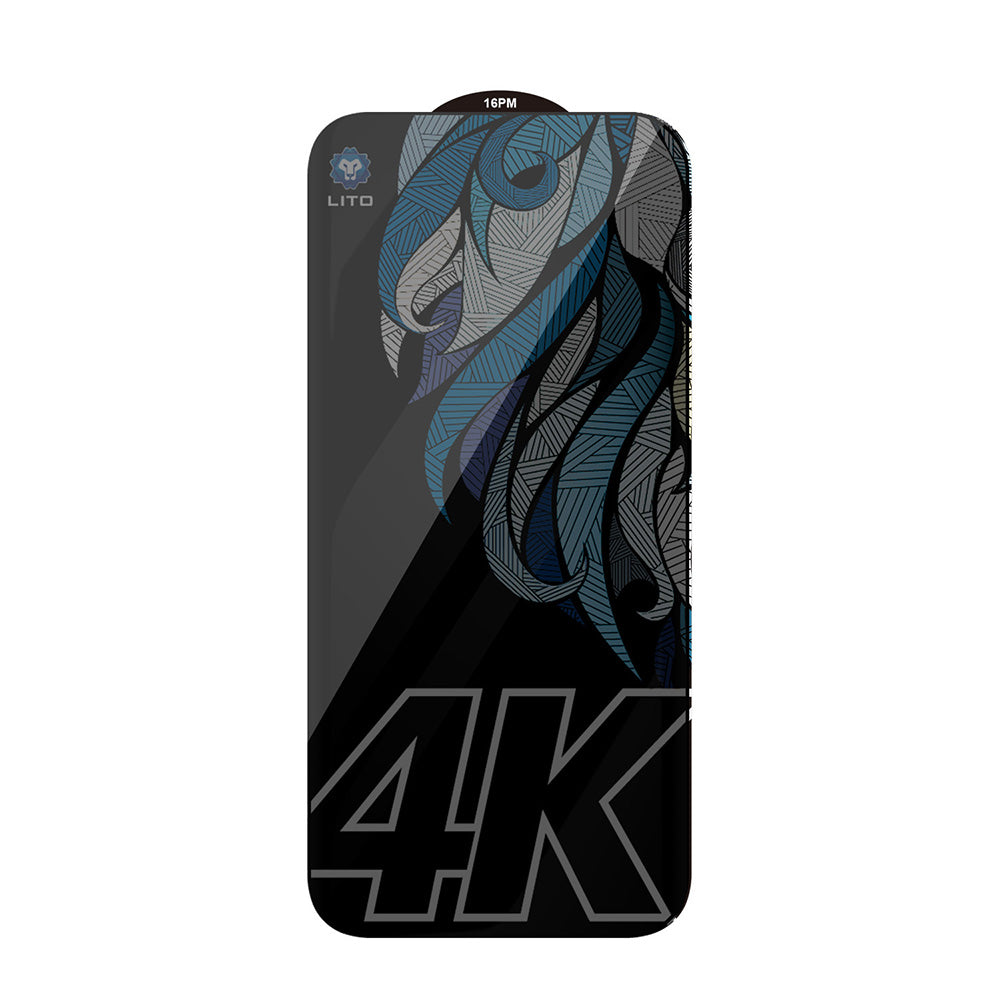 Защитно фолио Privacy Lito D+ Max 4K за Apple iPhone 17 / 16 Pro, закалено стъкло, Full Glue