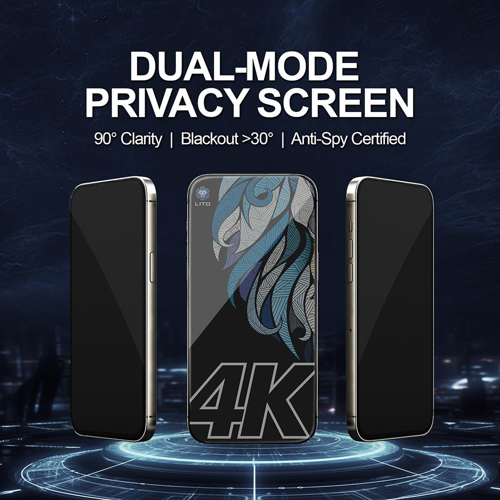 Защитно фолио Privacy Lito D+ Max 4K за Apple iPhone 17 Pro, закалено стъкло, Full Glue