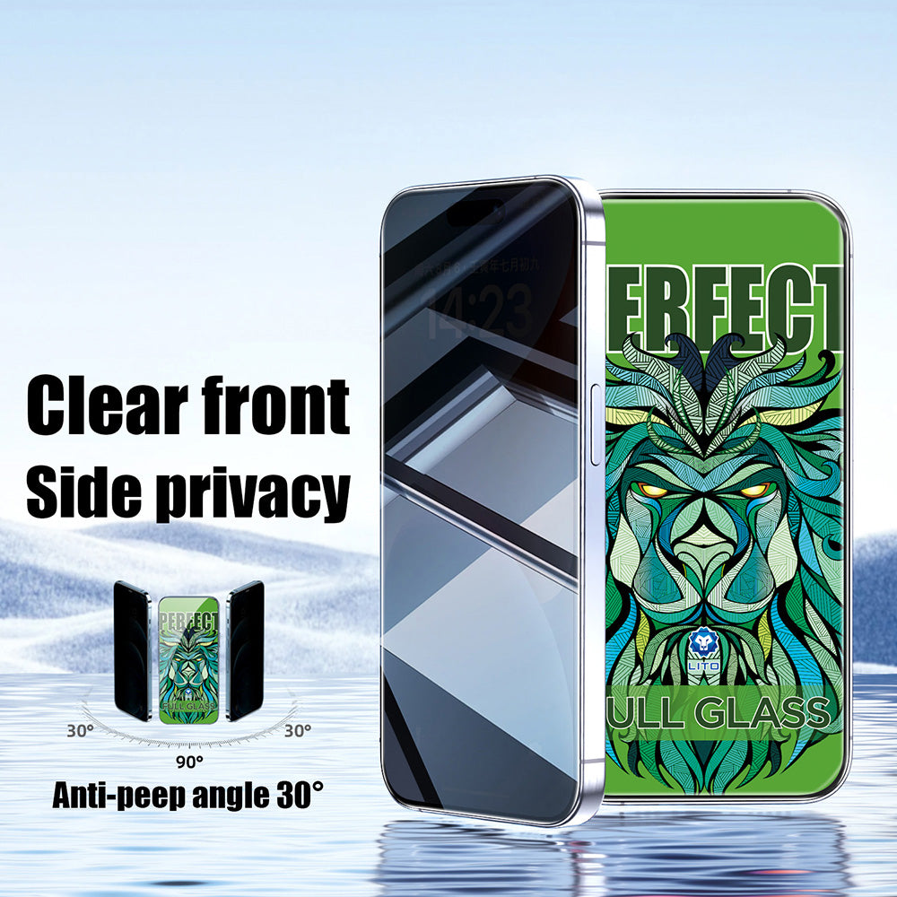 Защитно фолио Privacy Lito D+ Max Strong за Apple iPhone 17 / 16 Pro, закалено стъкло, Full Glue