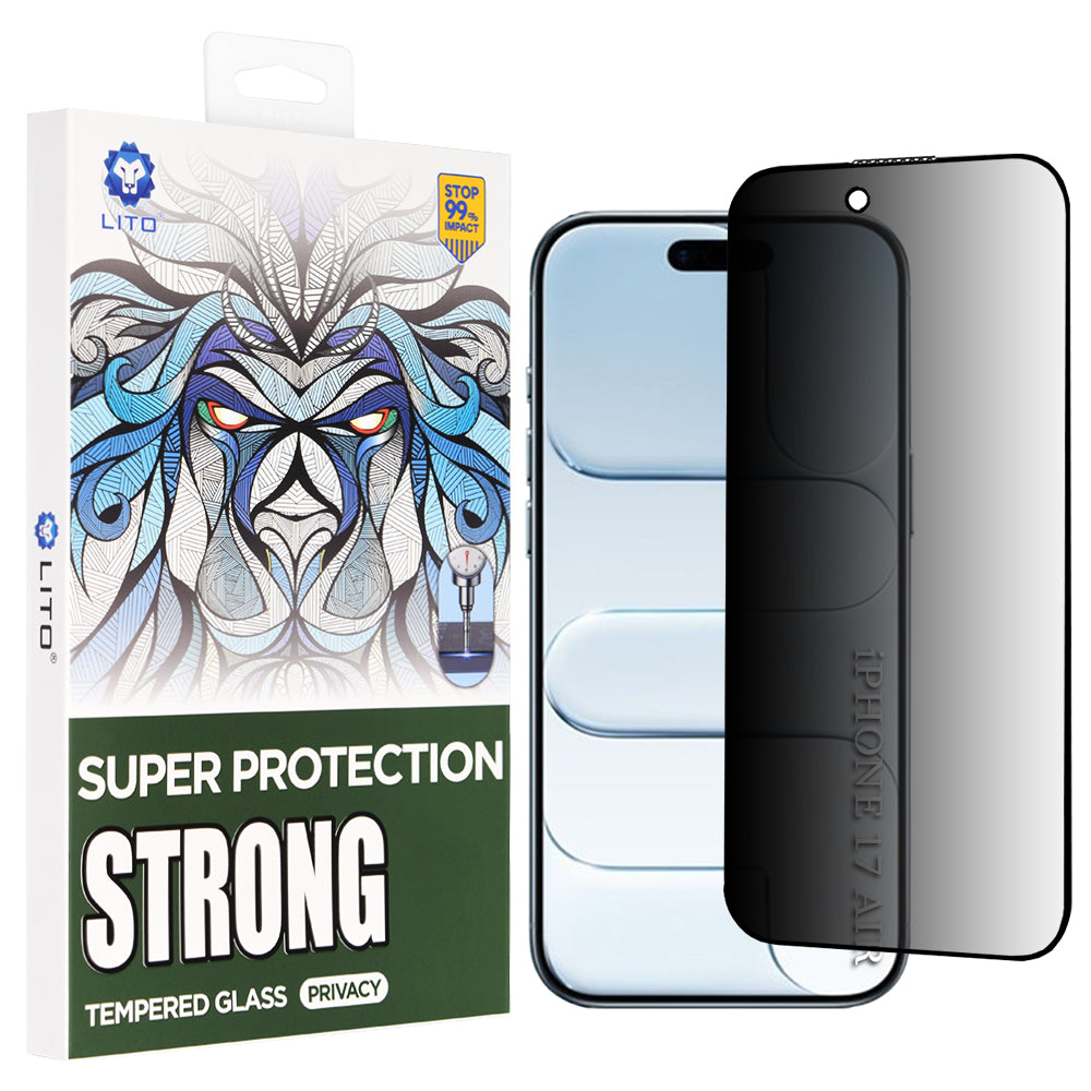 Защитно фолио Privacy Lito D+ Max Strong за Apple iPhone 17 Air, закалено стъкло, Full Glue