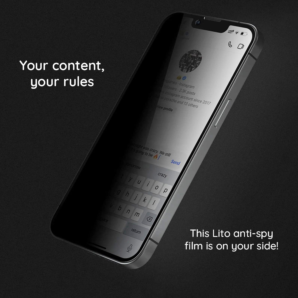 Протектор за екран Privacy Lito HD Pro за Apple iPhone 15 Plus, закалено стъкло, пълно залепване