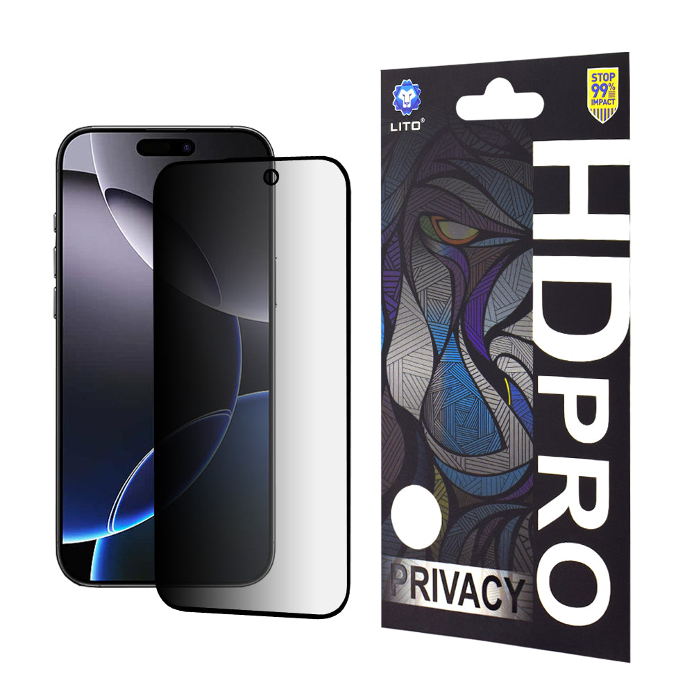 Протектор за екран Privacy Lito HD Pro за Apple iPhone 16 Pro Max, закалено стъкло, пълно залепване