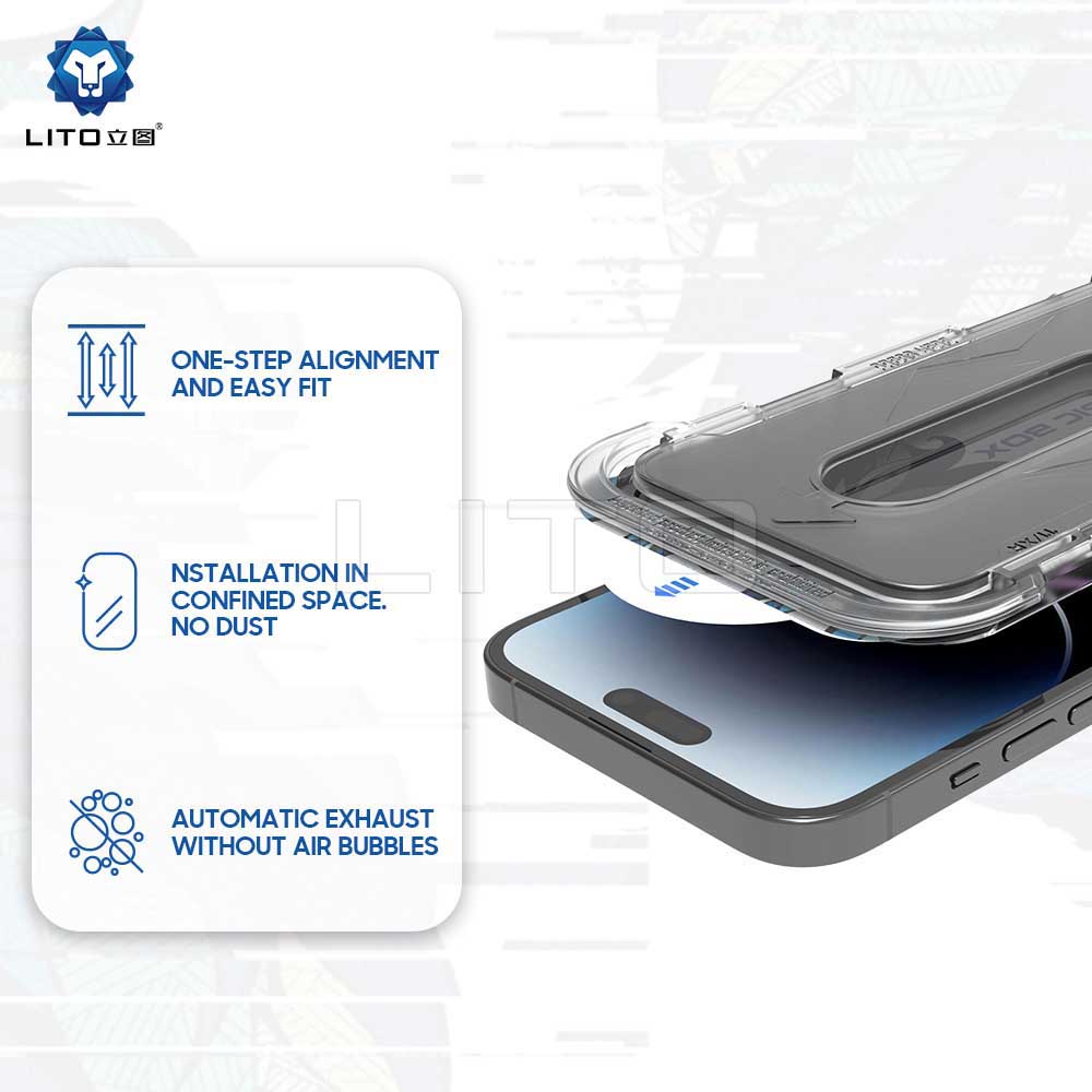 Протектор за екран Privacy Lito Magic Glass Box D+ Tools за Apple iPhone 15 Pro, закалено стъкло, пълно залепване