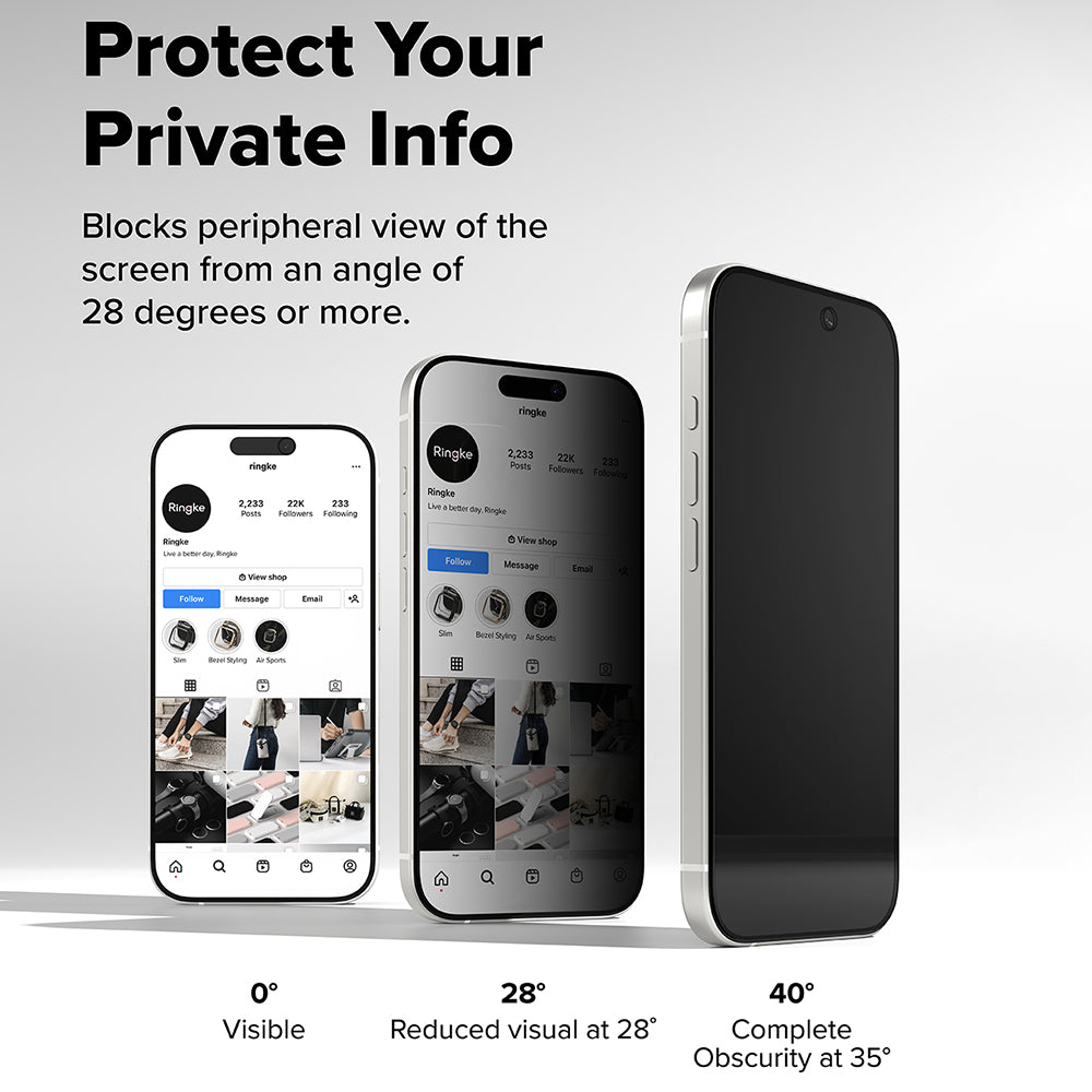 Протектор за екран Privacy Ringke Easy Slide за Apple iPhone 17 Air, закалено стъкло, пълно залепване, комплект от 2 броя