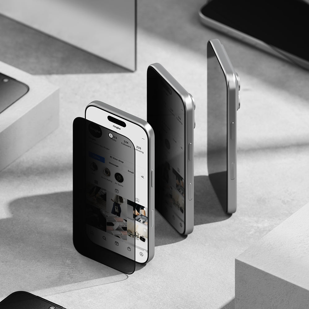 Протектор за екран Privacy Ringke Easy Slide за Apple iPhone 18 Pro, закалено стъкло, пълно залепване, комплект от 2 броя