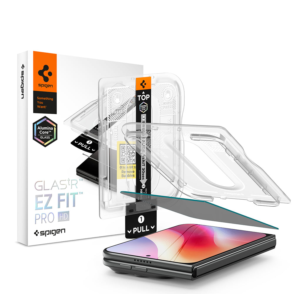 Протектор за външен екран Privacy Spigen GlastR EZ FIT Pro HD за Apple iPhone Duo, закалено стъкло, Full Glue AGL12016