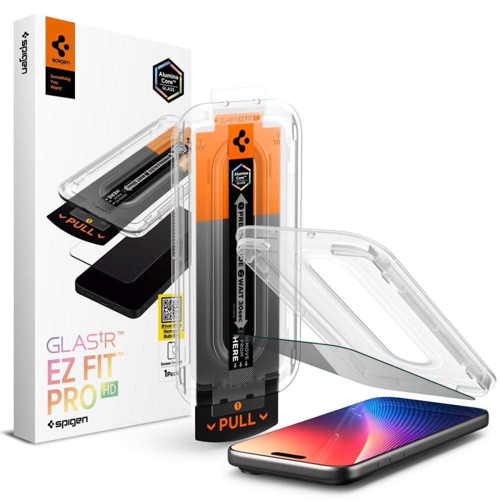 Фолио за защита на екрана Privacy Spigen GlastR EZ FIT Pro за Apple iPhone 17 Pro Max / 16 Pro Max, закалено стъкло, Full Glue AGL10096