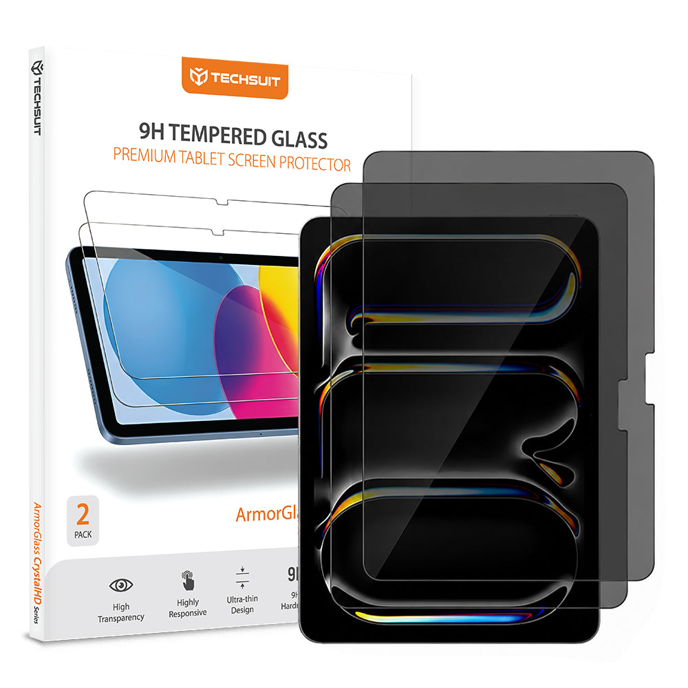 Протектор за екран Privacy Techsuit ArmorGlass CrystalHD за Apple iPad Pro 11 (2024), закалено стъкло, пълно залепване, комплект от 2 броя