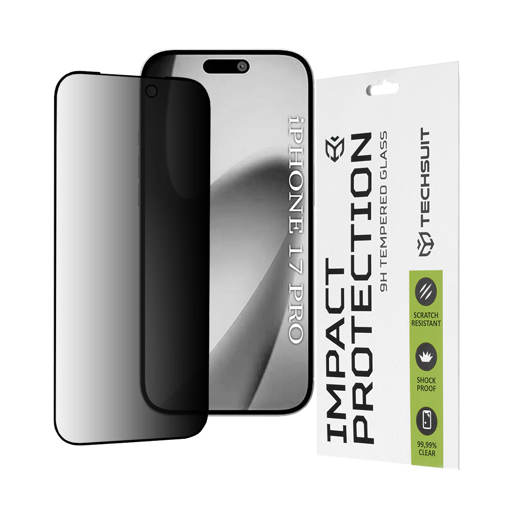 Защитно фолио Privacy Techsuit за Apple iPhone 17 Pro, закалено стъкло, Full Glue, 111D