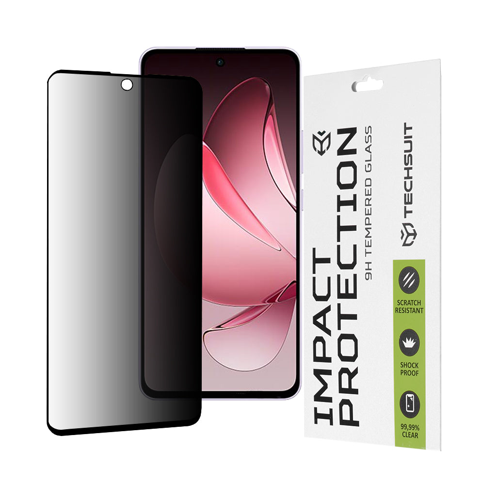 Протектор за екран Privacy Techsuit за Oppo Reno13 FS 5G / Reno13 F 4G / Reno13 F, закалено стъкло, пълно залепване, 111D
