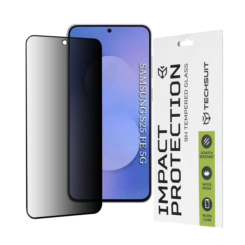 Протектор за екран Privacy Techsuit за Samsung Galaxy S25 FE, закалено стъкло, пълно залепване, 111D