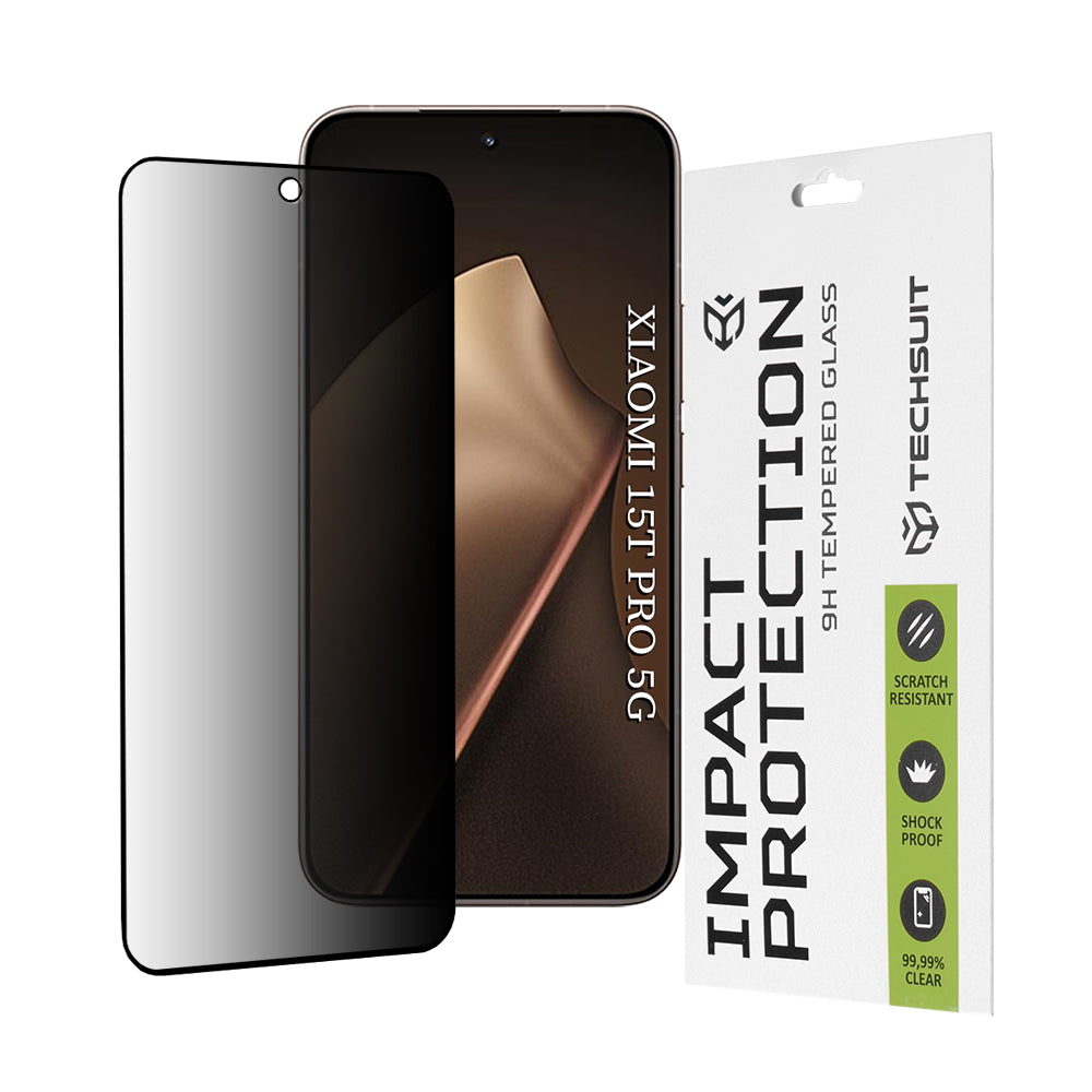 Защитно фолио Privacy Techsuit за Xiaomi 15T Pro, закалено стъкло, Full Glue, 111D