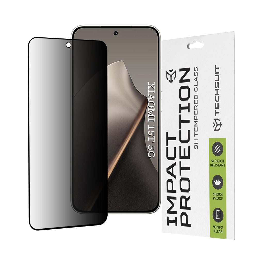 Защитно фолио Privacy Techsuit за Xiaomi 15T, закалено стъкло, Full Glue, 111D