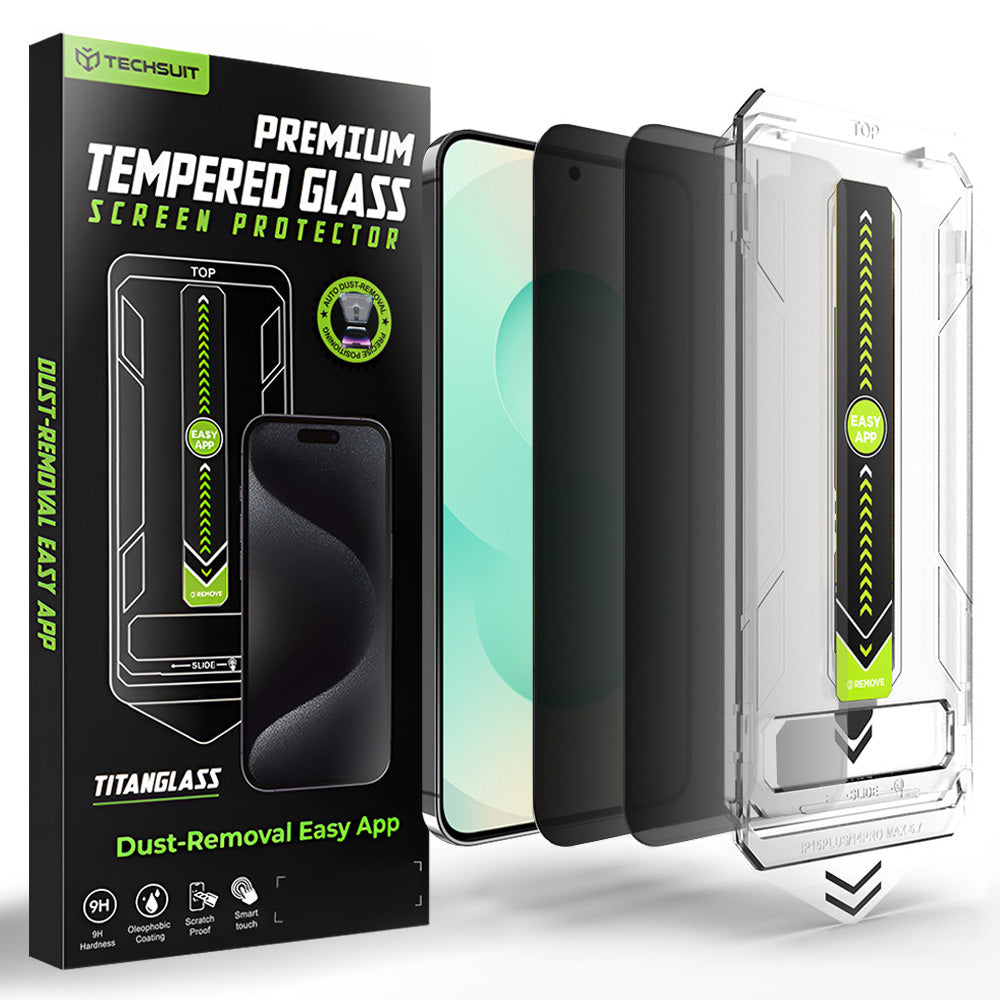 Фолио за защита на екрана Privacy Techsuit TitanGlass CrystalHD за Samsung Galaxy S26 Plus S947, Закалено стъкло, Пълно лепене, Комплект 2 броя
