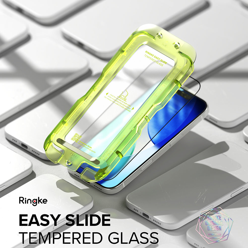 Протектор за екран Ringke Easy Slide за Apple iPhone 17 Pro, закалено стъкло, пълно залепване, комплект от 2 броя