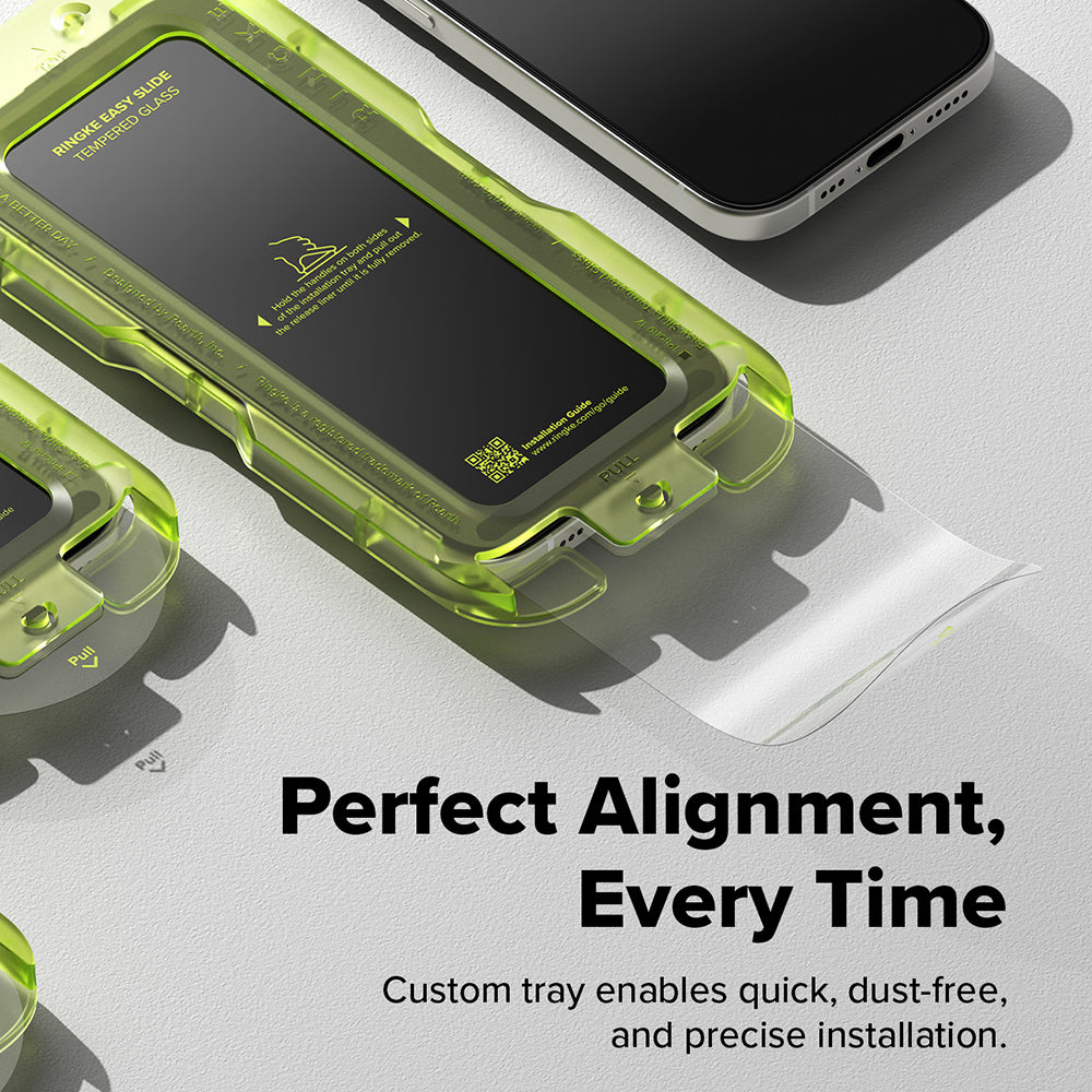 Протектор за екран Ringke Easy Slide за Apple iPhone 17 Pro, закалено стъкло, пълно залепване, комплект от 2 броя