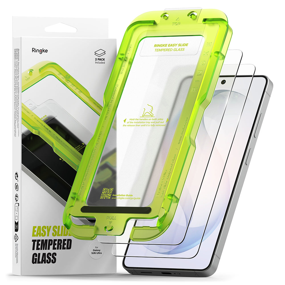 Ringke Easy Slide Screen Protector for Samsung Galaxy S26 Ultra S948, Tempered Glass, Full Glue, Set of 2 Pieces