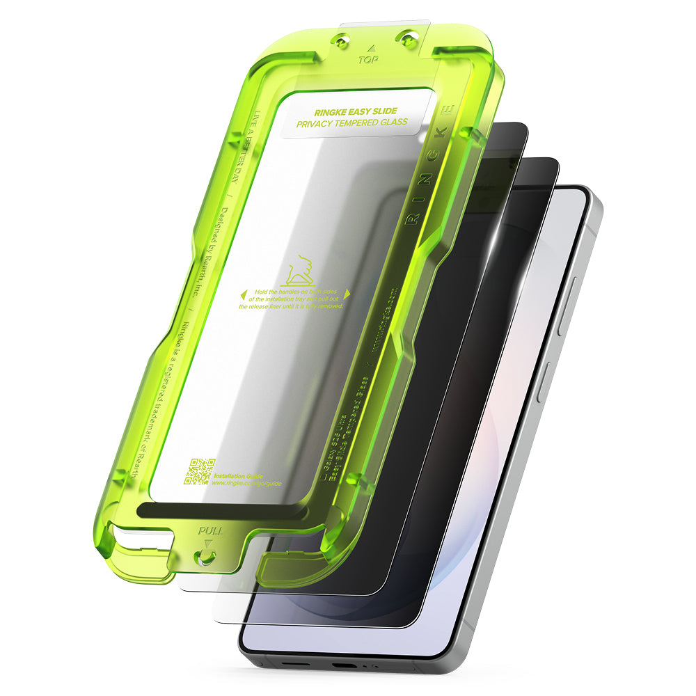 Защитно фолио Ringke Easy Slide за Samsung Galaxy S26 Ultra S948, закалено стъкло, пълно залепване, комплект от 2 броя, черно.