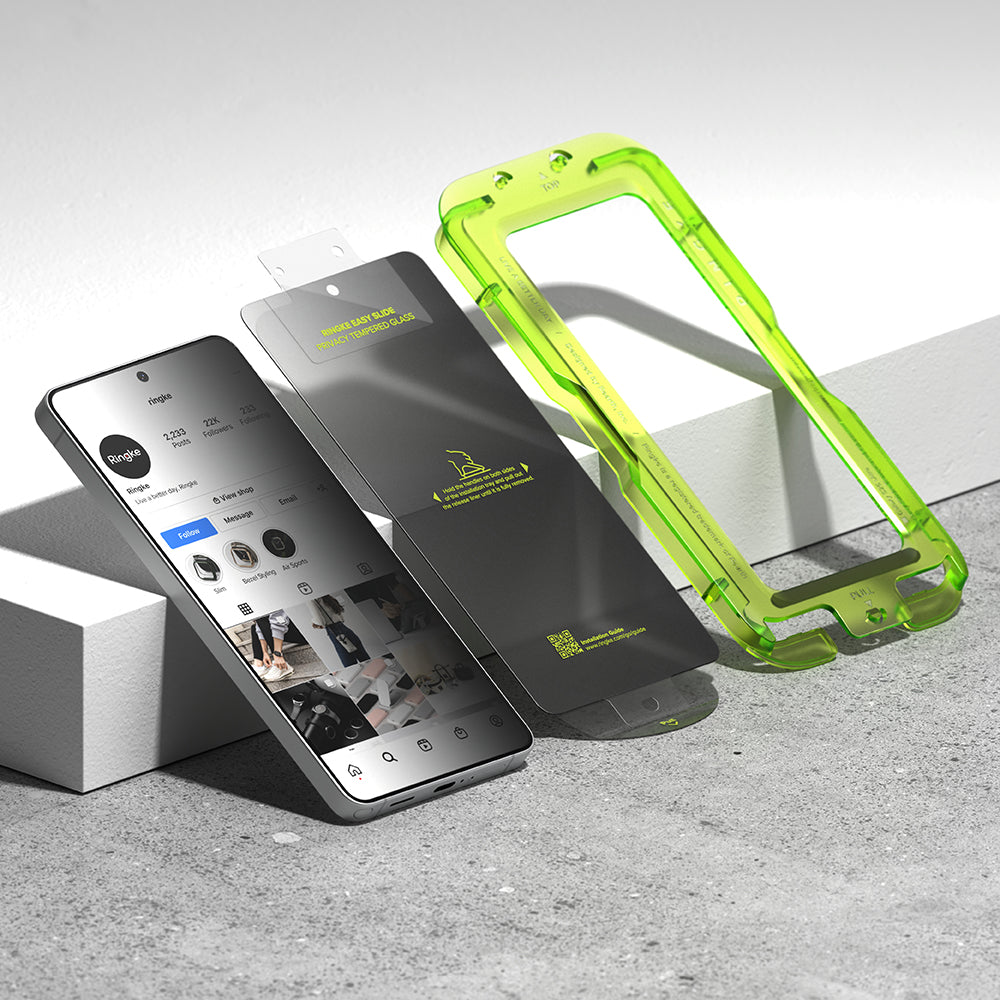 Защитно фолио Ringke Easy Slide за Samsung Galaxy S26 Ultra S948, закалено стъкло, пълно залепване, комплект от 2 броя, черно.
