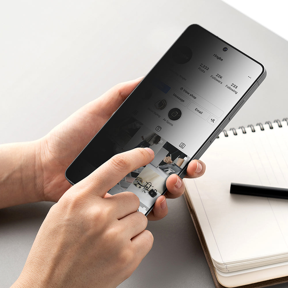 Защитно фолио Ringke Easy Slide за Samsung Galaxy S26 Ultra S948, закалено стъкло, пълно залепване, комплект от 2 броя, черно.
