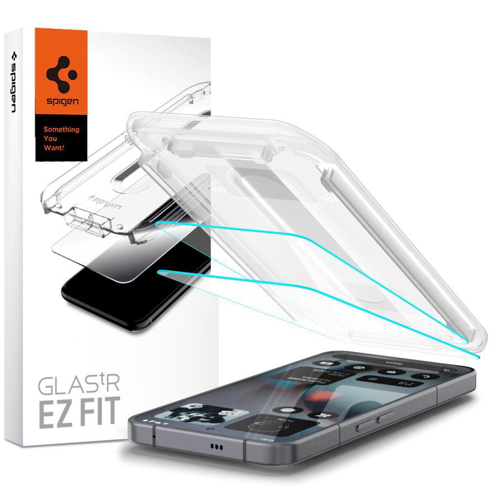 Фолио за защита на екрана Spigen GlastR EZ FIT за Nothing Phone (3), закалено стъкло, пълно лепене, комплект от 2 броя AGL10165
