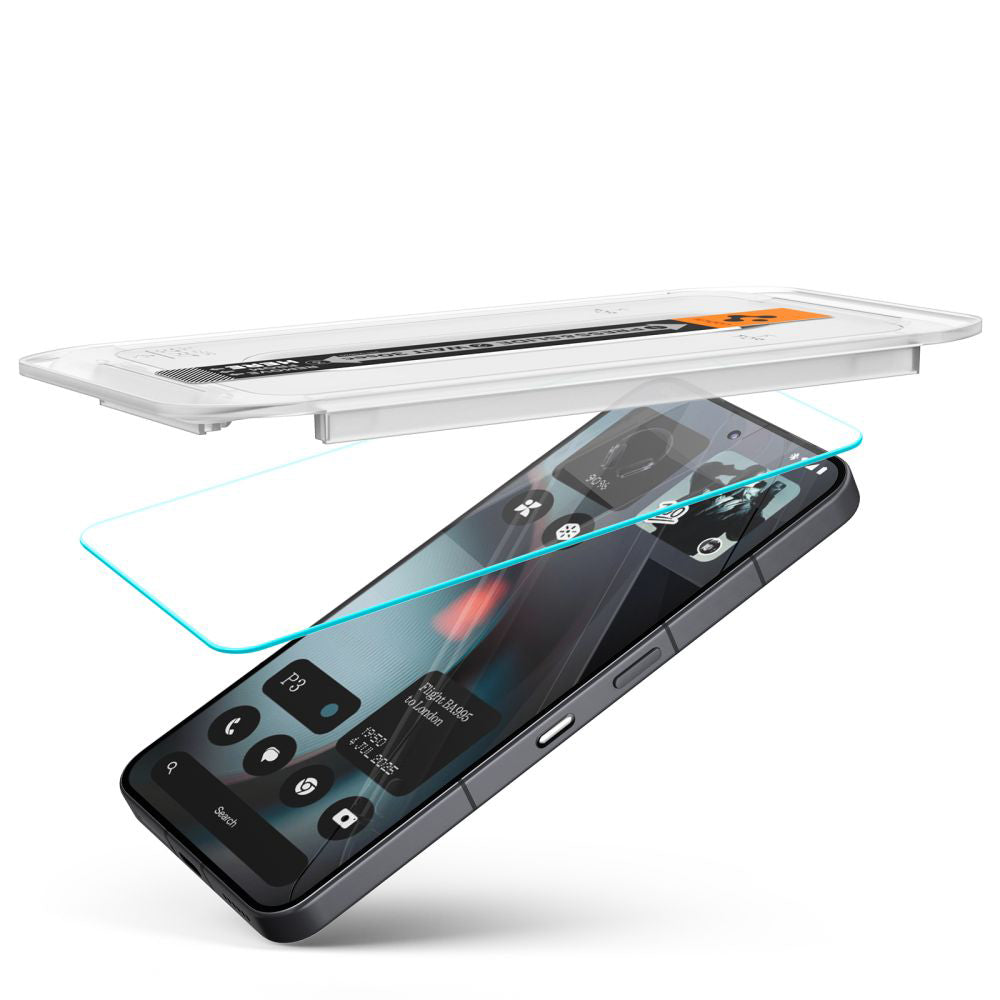 Фолио за защита на екрана Spigen GlastR EZ FIT за Nothing Phone (3), закалено стъкло, пълно лепене, комплект от 2 броя AGL10165