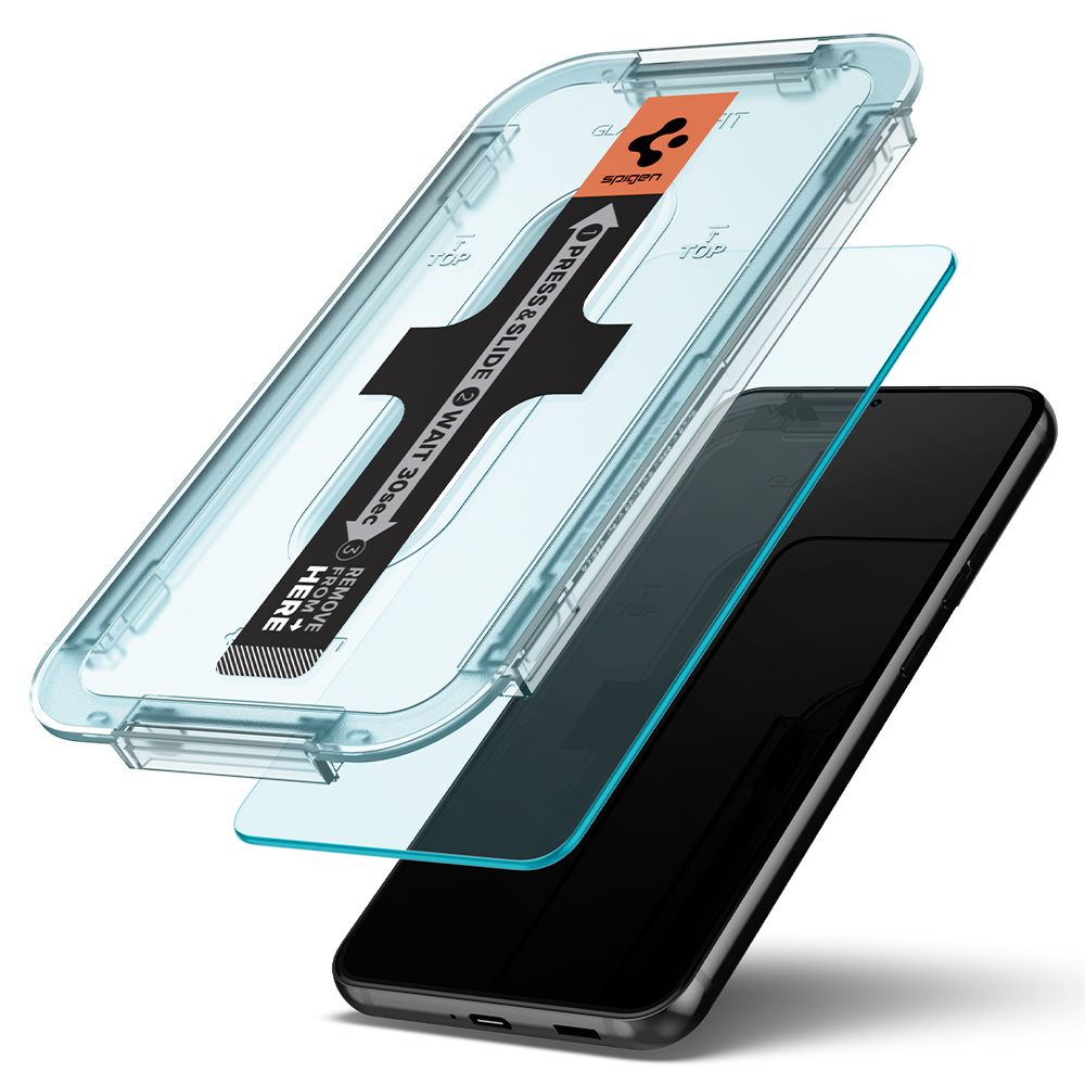 Протектор за екран Spigen GlastR EZ FIT за Samsung Galaxy S22 5G S901, закалено стъкло, пълно залепване, комплект 2 броя AGL04151