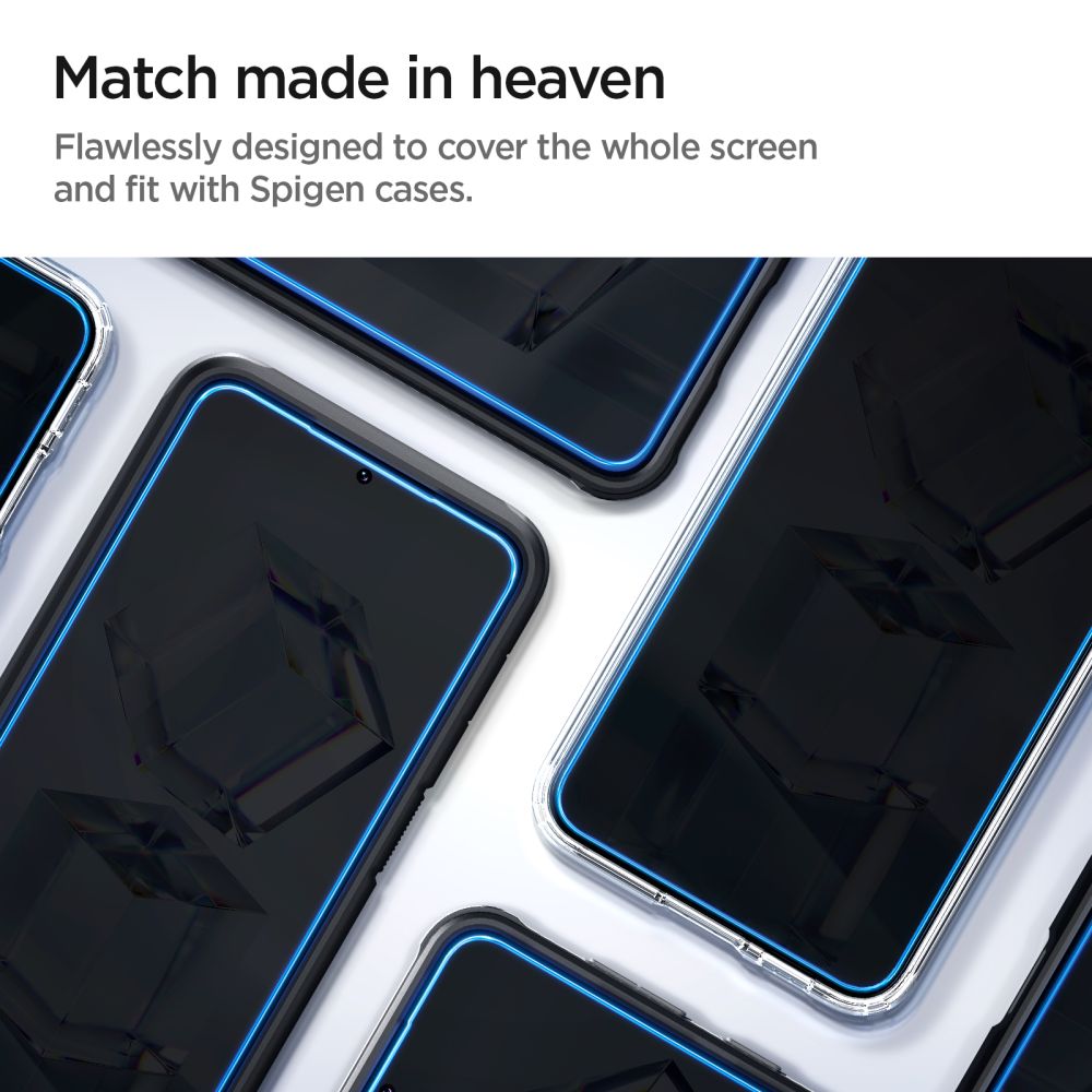 Фолио за защита на екрана Spigen GlastR EZ FIT за Samsung Galaxy S23 S911, закалено стъкло, пълно залепване, комплект от 2 броя AGL05958