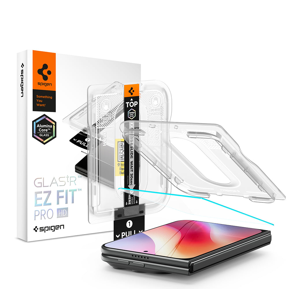 Протектор за външен екран Spigen GlastR EZ FIT Pro HD за Apple iPhone Duo, закалено стъкло, пълно залепване AGL12014