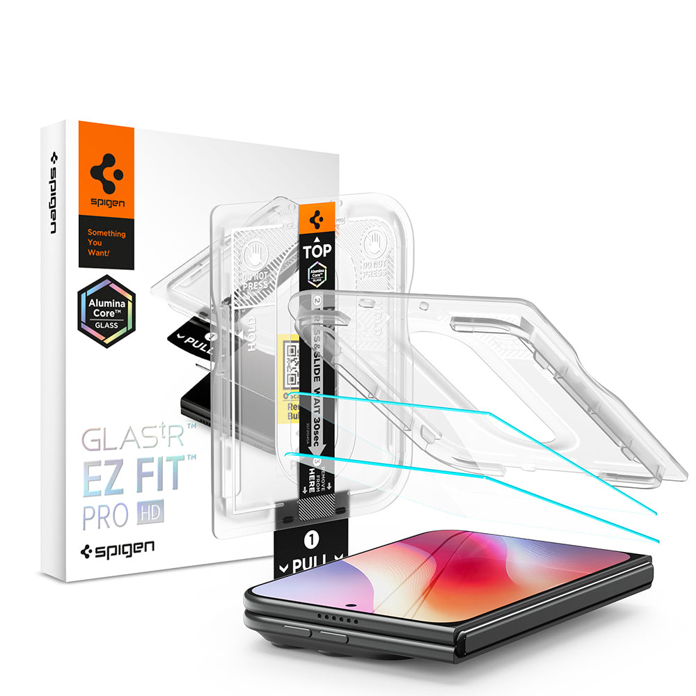 Протектор за външен екран Spigen GlastR EZ FIT Pro HD за Apple iPhone Duo, закалено стъкло, пълно залепване, комплект 2 броя AGL12013