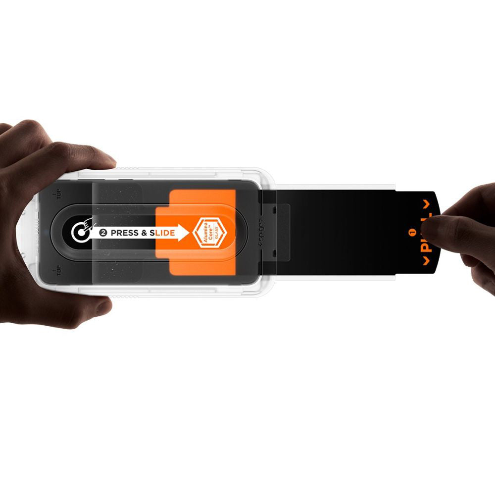 Протектор за екран Spigen GlastR EZ FIT Pro HD за Samsung Galaxy S25 FE, закалено стъкло, пълно лепило, комплект от 2 броя AGL10202