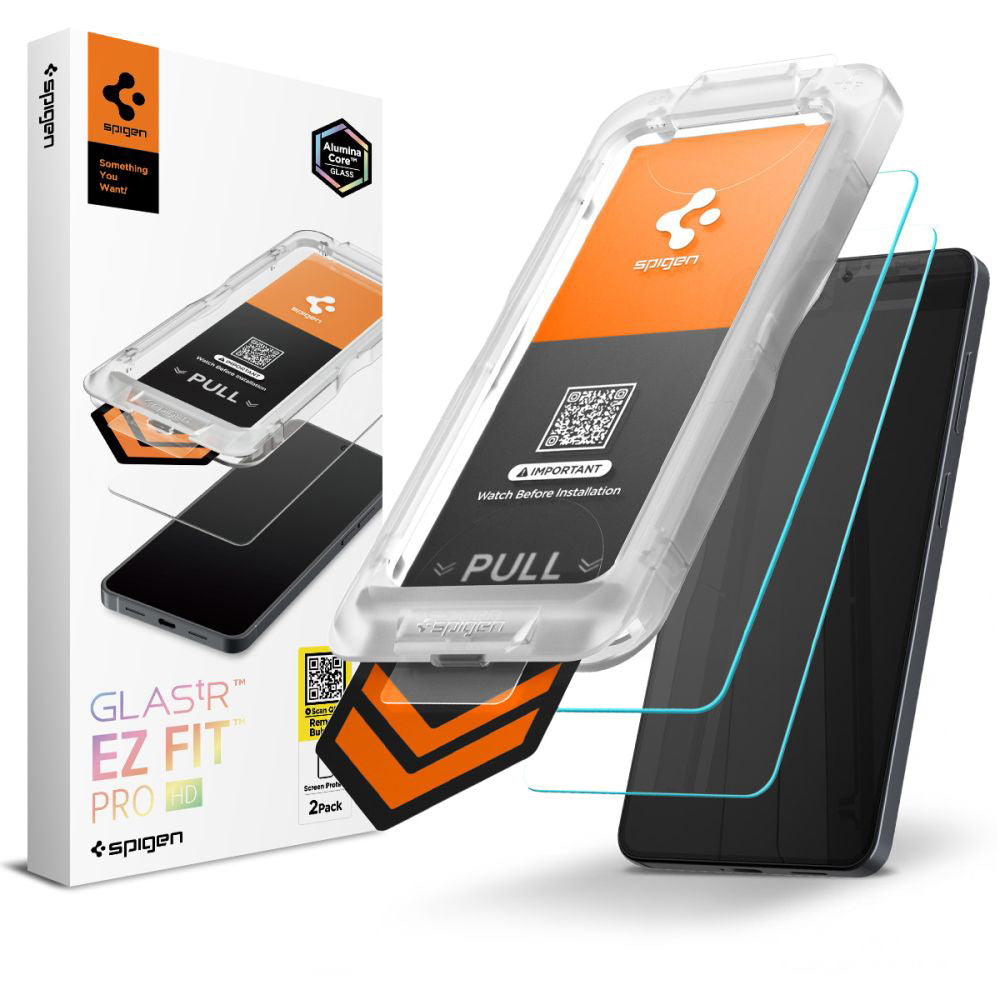 Защитно фолио за екран Spigen GlastR EZ FIT Pro HD за Samsung Galaxy S26 Plus S947, закалено стъкло, пълно залепване, комплект от 2 броя AGL11084