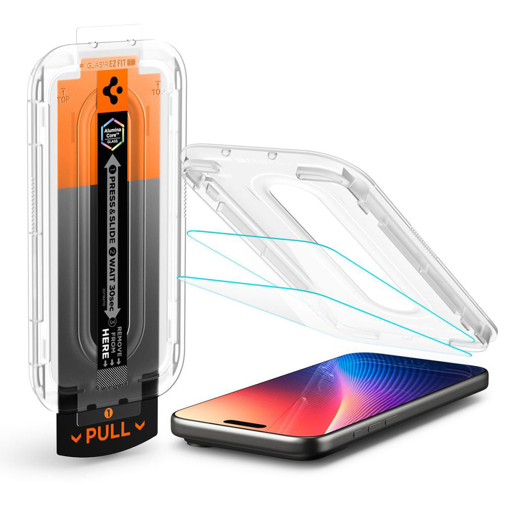 Защитно фолио за екран Spigen GlastR EZ FIT Pro за Apple iPhone 17 Pro Max / 16 Pro Max, закалено стъкло, Full Glue