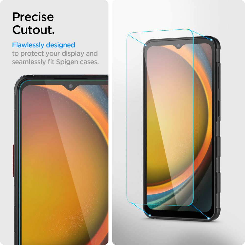 Протектор за екран Spigen GlastR Slim за Samsung Galaxy XCover7 Pro / Xcover7 G556, закалено стъкло, пълно залепване, комплект 2 броя AGL09407