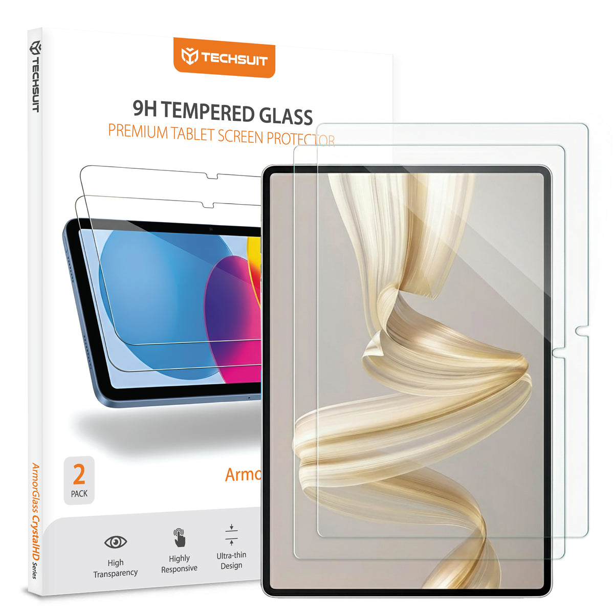 Защитно фолио за екран Techsuit ArmorGlass CrystalHD за Huawei MatePad Pro 12.2 (2025), закалено стъкло, пълно залепване, комплект от 2 броя.