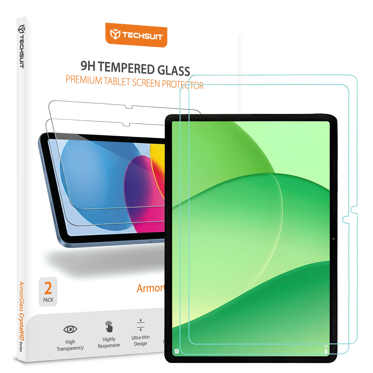 Защитно фолио за екран Techsuit ArmorGlass CrystalHD за OnePlus Pad Lite / Oppo Pad SE, закалено стъкло, Full Glue, комплект от 2 броя