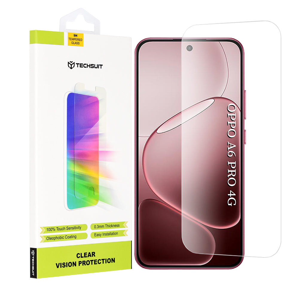 Защитно фолио Techsuit Clear Vision за Oppo A6 Pro 5G / A6 Pro 4G, закалено стъкло, пълно лепило