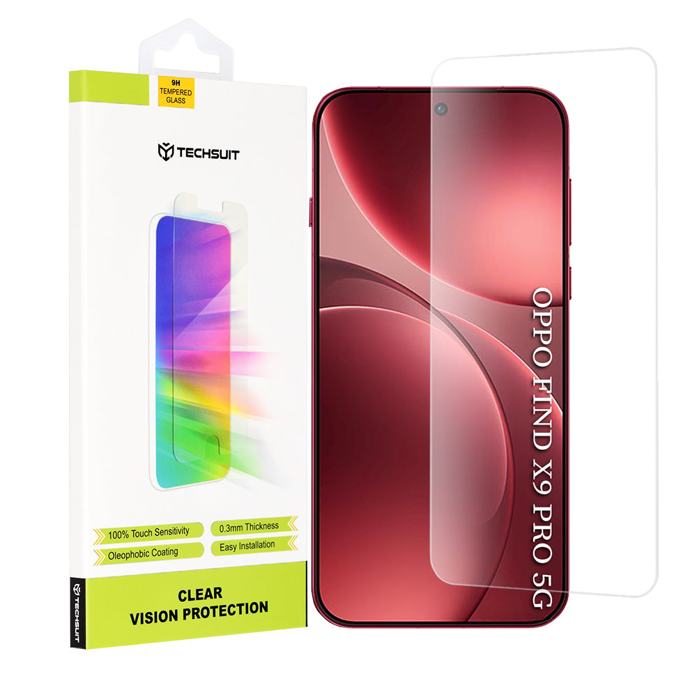Защитно фолио Techsuit Clear Vision за Oppo Find X9 Pro, закалено стъкло, Full Glue