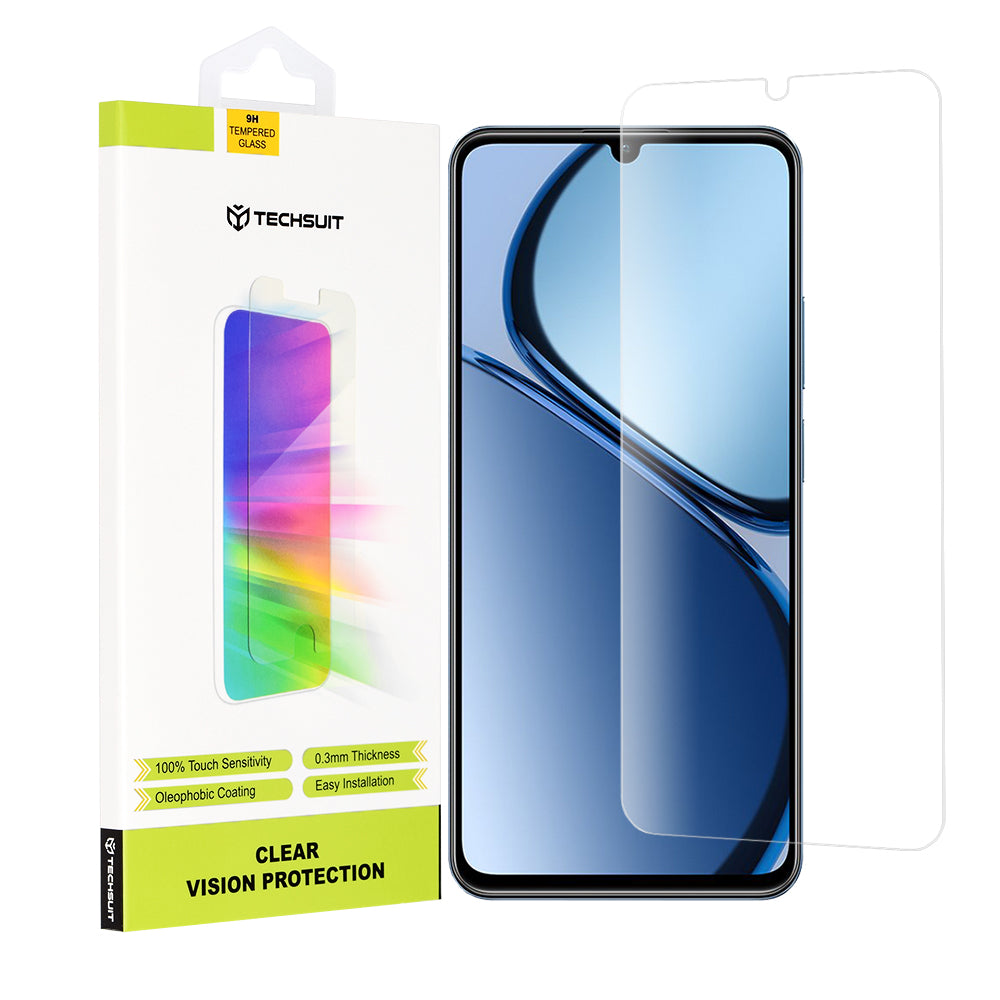 Защитно фолио Techsuit Clear Vision за Realme C63 / C61, закалено стъкло, пълно залепване