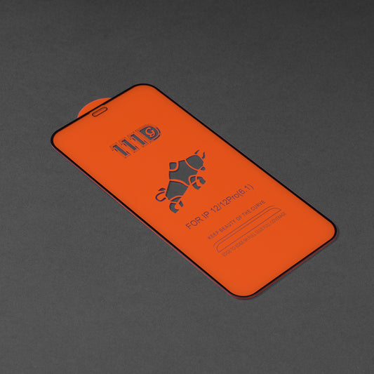 Протектор за екран Techsuit за Apple iPhone 12 / 12 Pro, закалено стъкло, пълно залепване, 111D, черен