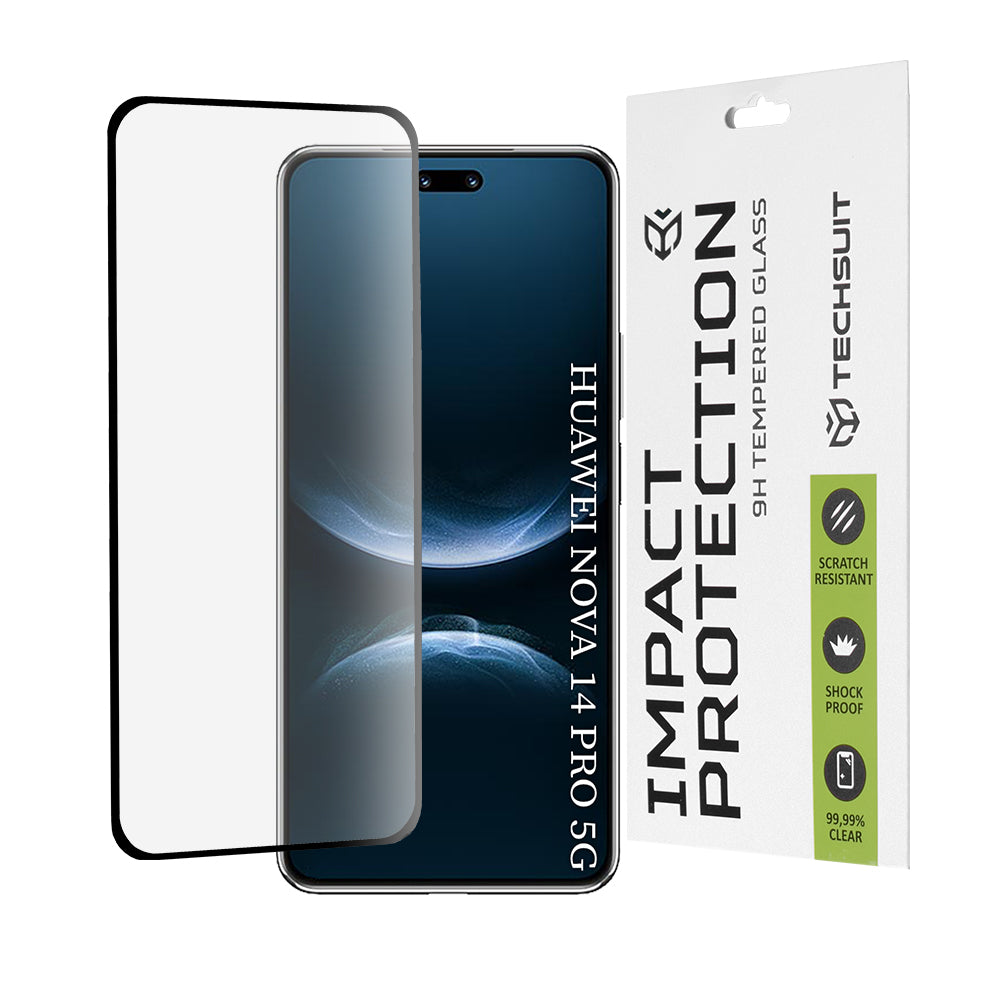 Фолио за защита на екрана Techsuit за Huawei nova 14 Pro, Закалено стъкло, Full Glue, 111D, Черно